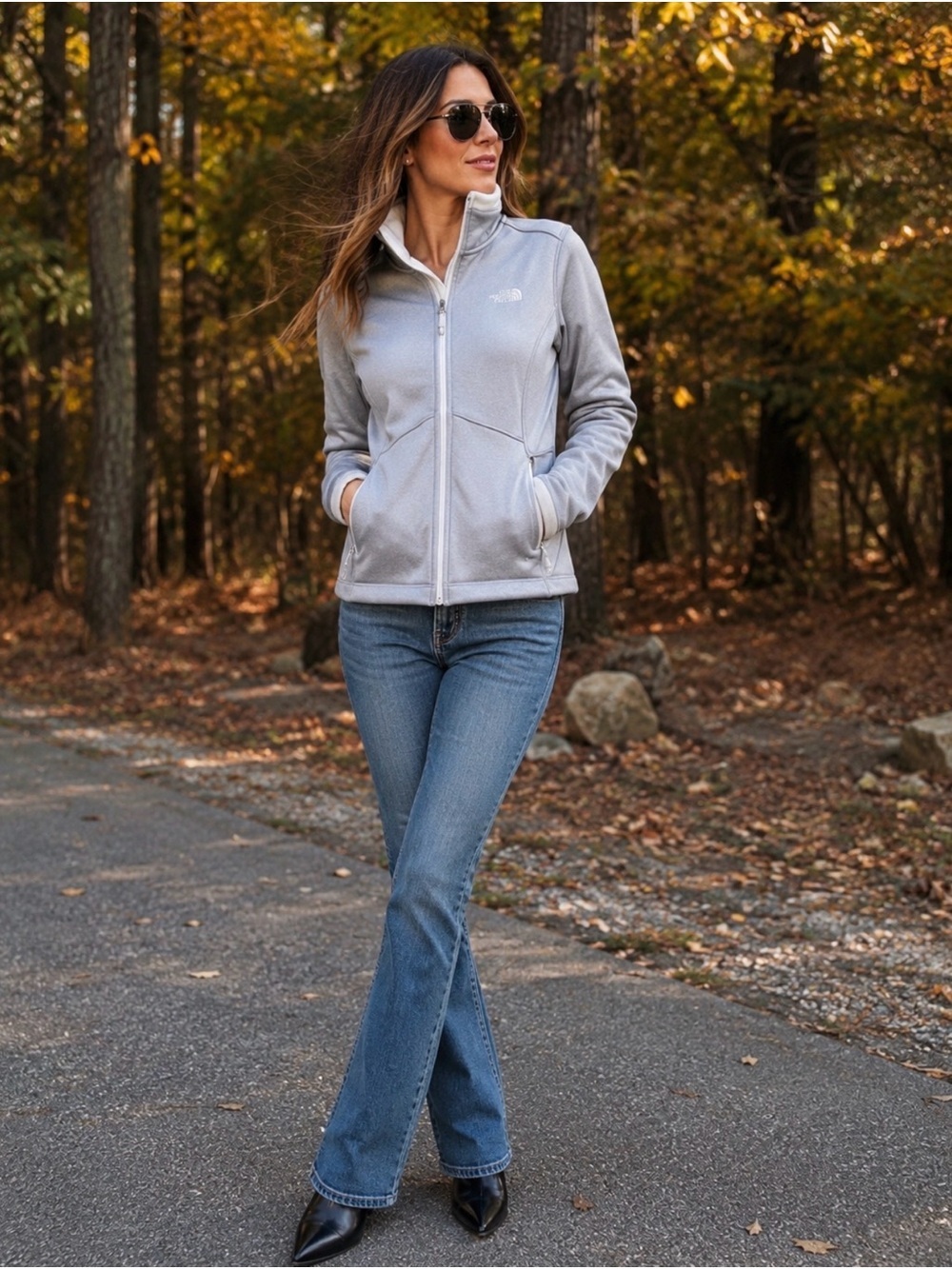 The North Face Light Gray Full-Zip Fleece Jacket